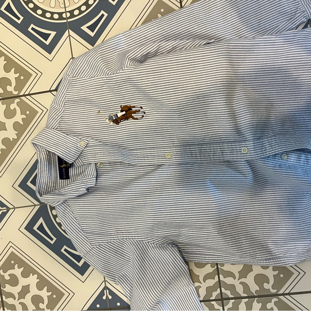 Polo by Ralph Lauren Blue and White Button Down Shirt